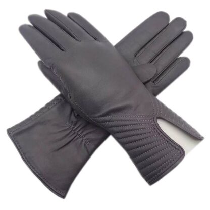 Ladies Grey Fashion Gloves With Lining - Image 3