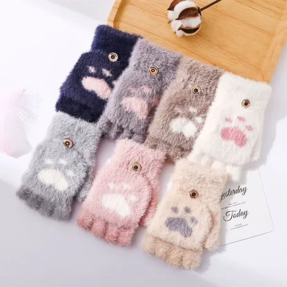Fingerless Gloves with Cute Paw Design - Image 2