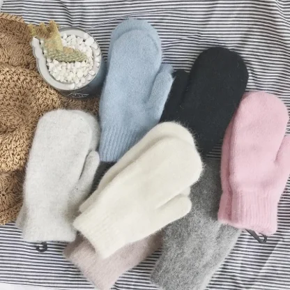 Imitation Rabbit Fur Knit Gloves - Image 5