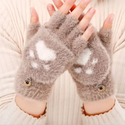Fingerless Gloves with Cute Paw Design - Image 4